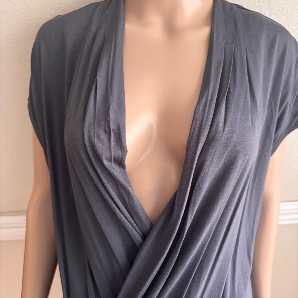 Boden Gray Draped V-Neck Blouse Women Size 8 Elegant Casual Top - Picture 5 of 7